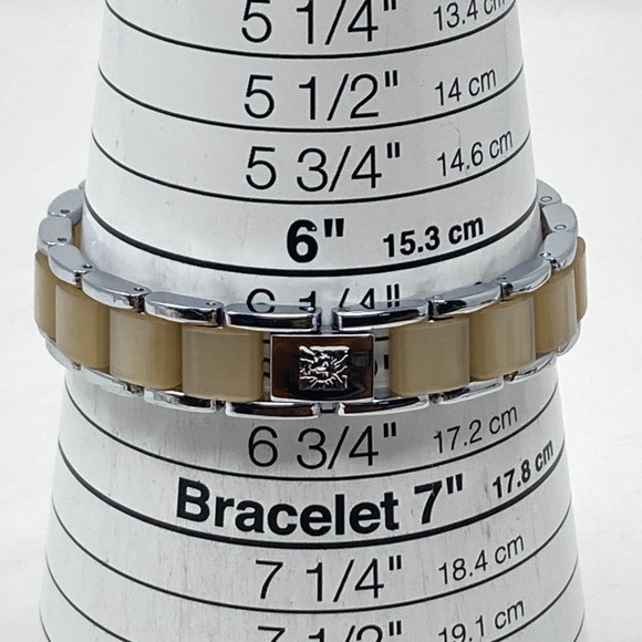 Anne Klein Watch Women 30mm Silver Tone Beige Resin WR 30M New Battery 6.5" - Picture 11 of 16